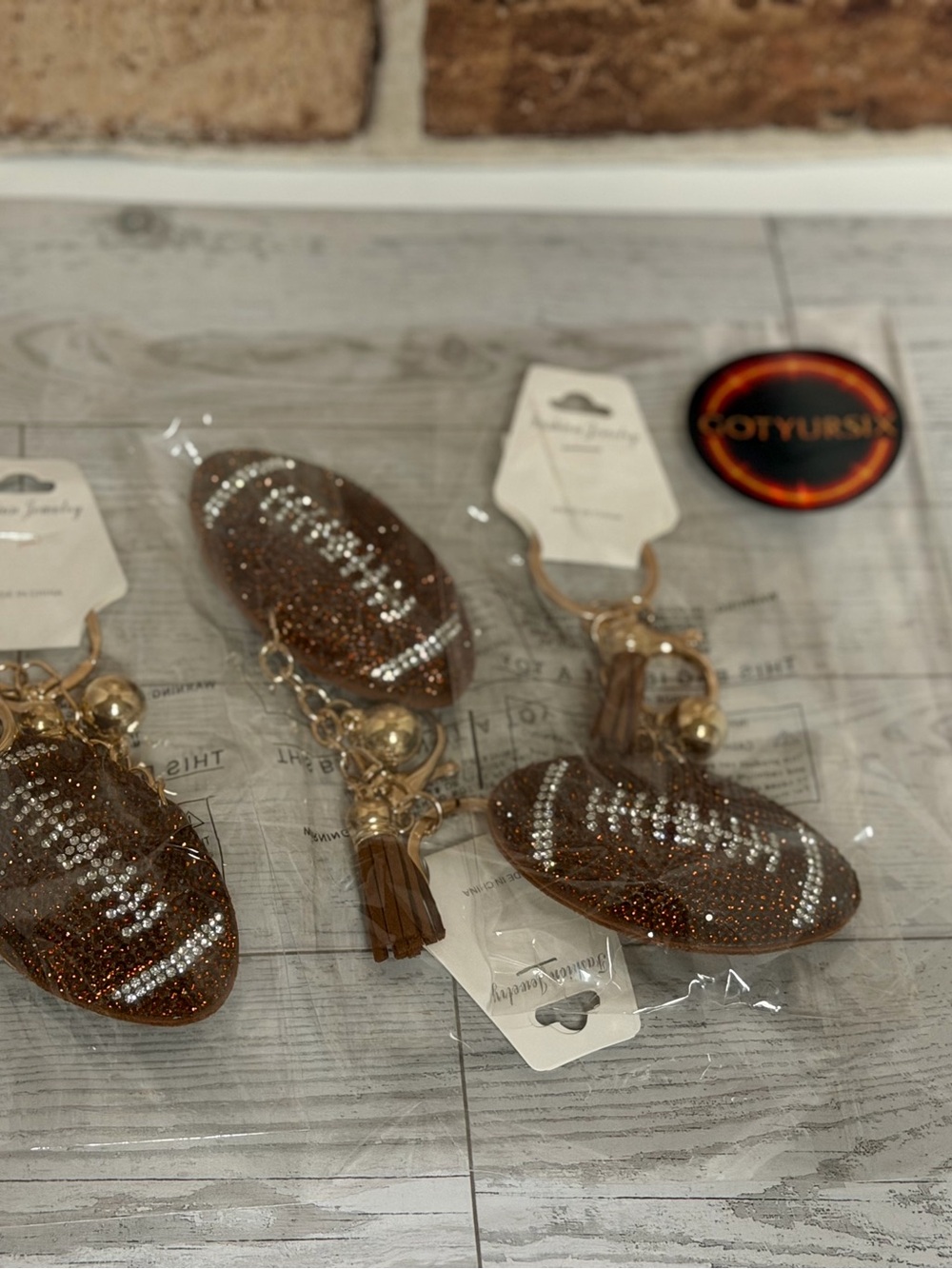 NWT BLING 3x FOOTBALL BAG CHARM, KEYCHAIN